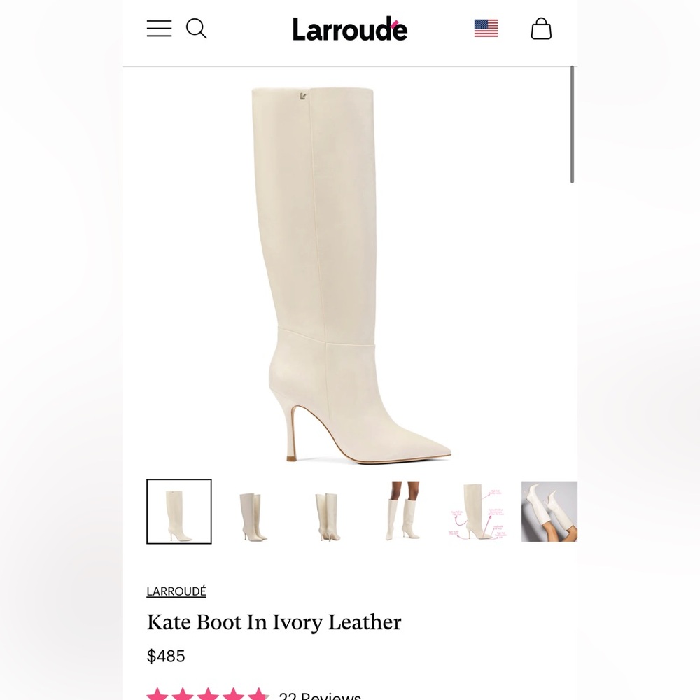 LARROUDE KATE BOOT IN IVORY LEATHER